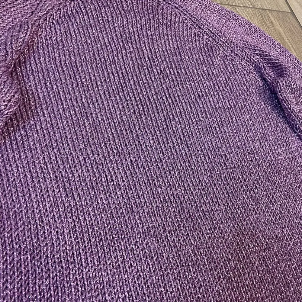 J.Crew Purple Metallic Side Slit Crewneck Sweater Womens Size S Shimmer